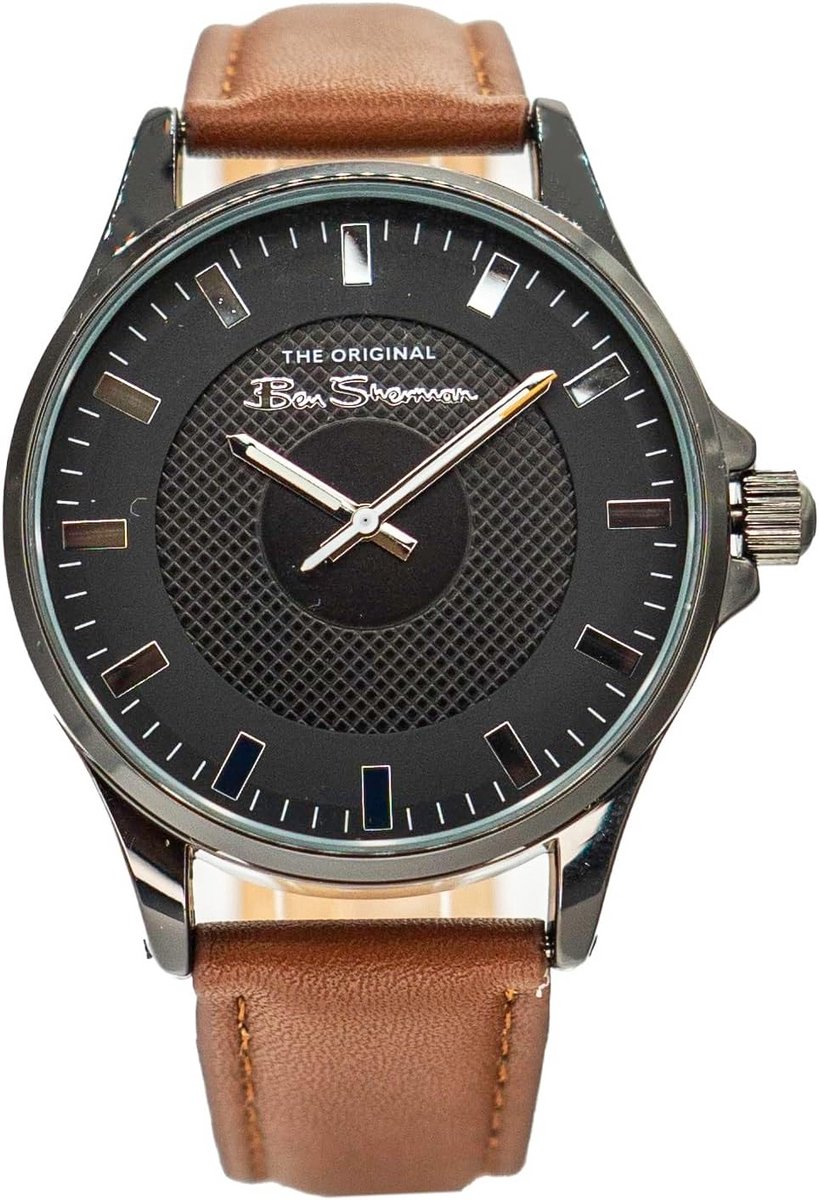 Heren polshorloge met zwarte wijzerplaat en band