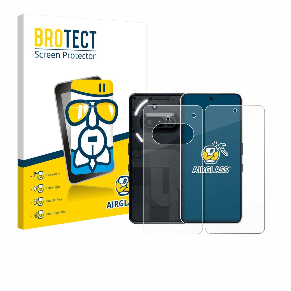 Screenprotector voor Nothing Phone (3a) (Voor+Achter) Beschermglas transparant