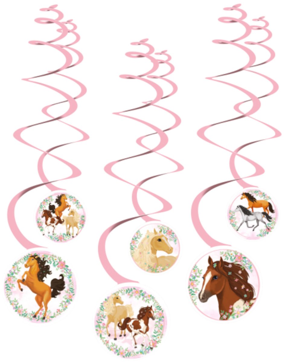 Amscan - Beautiful horses - Swirl decoratie (6 stuks)