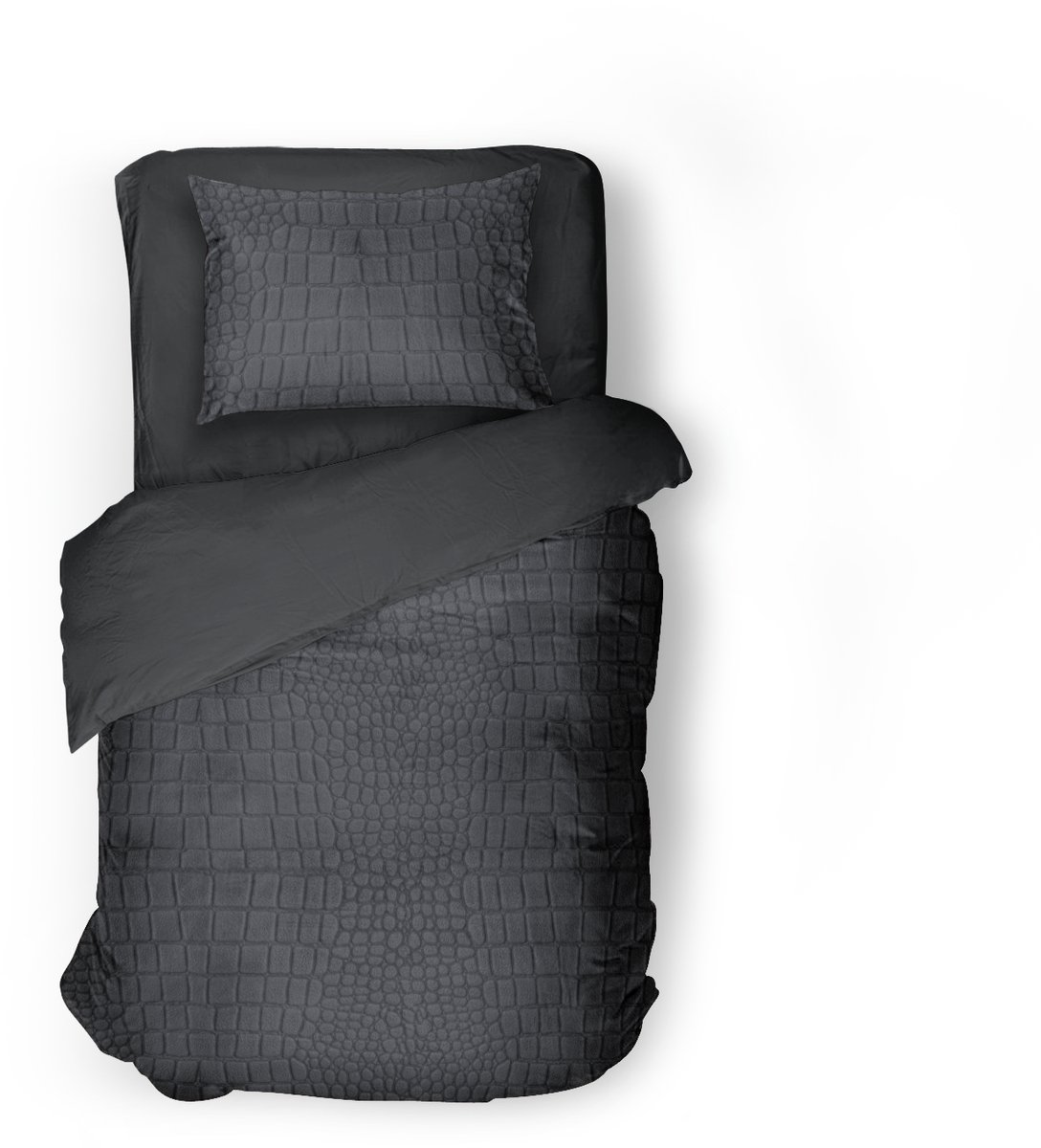 Eleganzzz Dekbedovertrek Micro Mink Crocodile - Dekbedovertrek 140x200/220cm - Anthracite - Velvet Dekbedovertrek