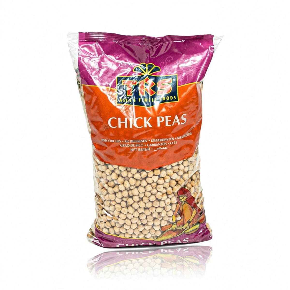 TRS Premium Gedroogde Kikkererwten - Voordeelverpakking 1 x 2 kg (2 kg Totaal) - Ongekookte Chick Peas - Hoogwaardige Peulvruchten voor Hummus en Curry - Grootverpakking met Kajal Sticker