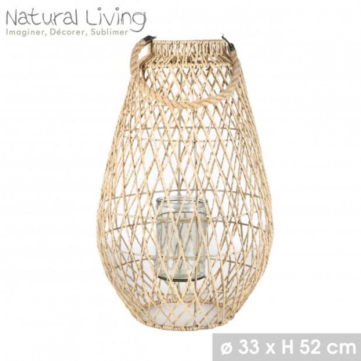 "NATURAL LIVING" LANTAARN AVA IN PAPIERTOUW DIAM 33CM x H52CM