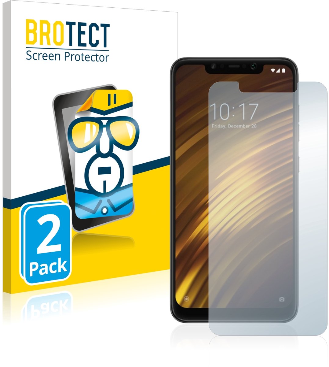 BROTECT - Screenprotector voor Xiaomi Pocophone F1 - Folie Beschermfolie transparant 2 Stuks