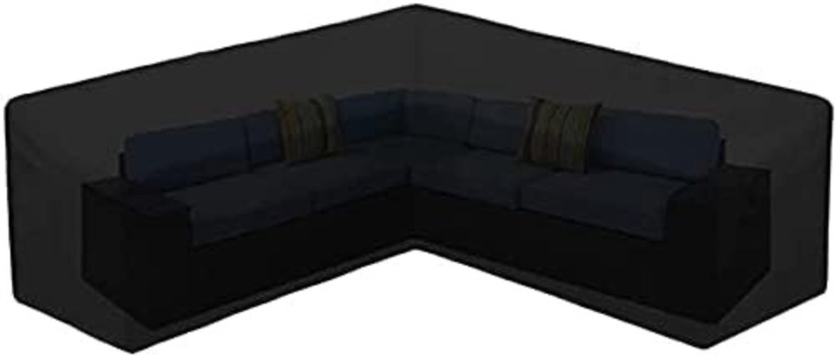 Famanu Hoes Voor Hoekbank Tuinmeubelhoes Voor Buiten Waterdicht Duurzaam 210d Oxford V/l-vormige Sectionele Bank Rotan Hoekbank Tafelstoel Beschermhoes Met Opbergtas(Size:215x215x87cm,Color:420D) zwart