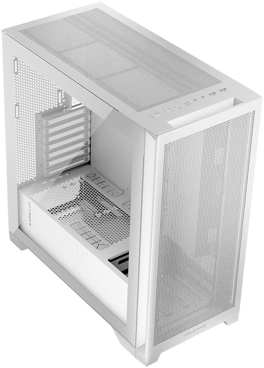 MODECOM Volcano Expanse S MIDI - Midi Tower Behuizing - Mesh Airflow Design - Gehard Glas - USB-C - Geen Fans (NF) - Zwart