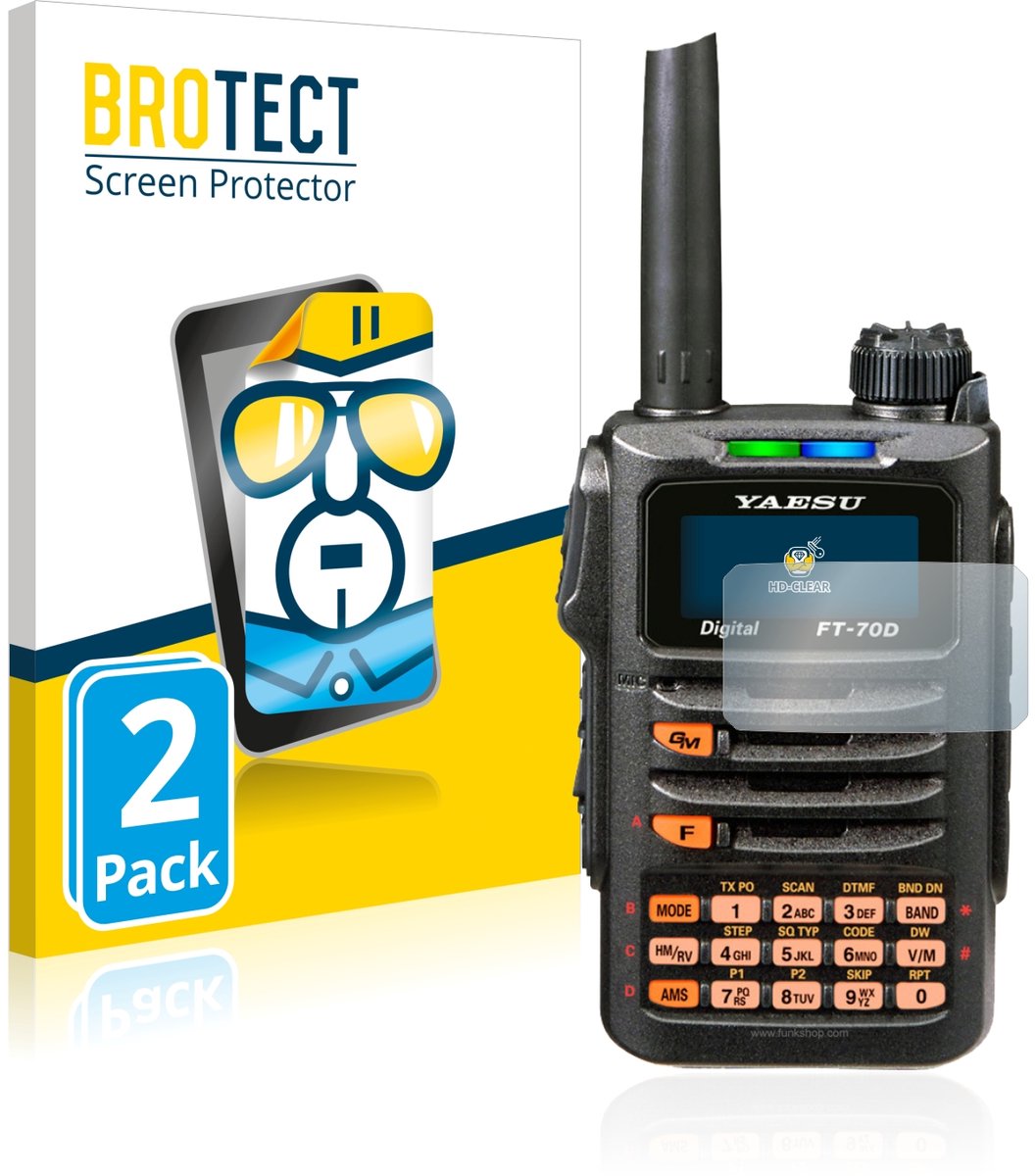 BROTECT - Screenprotector voor Yaesu FT-70DR - Folie Beschermfolie transparant 2 Stuks