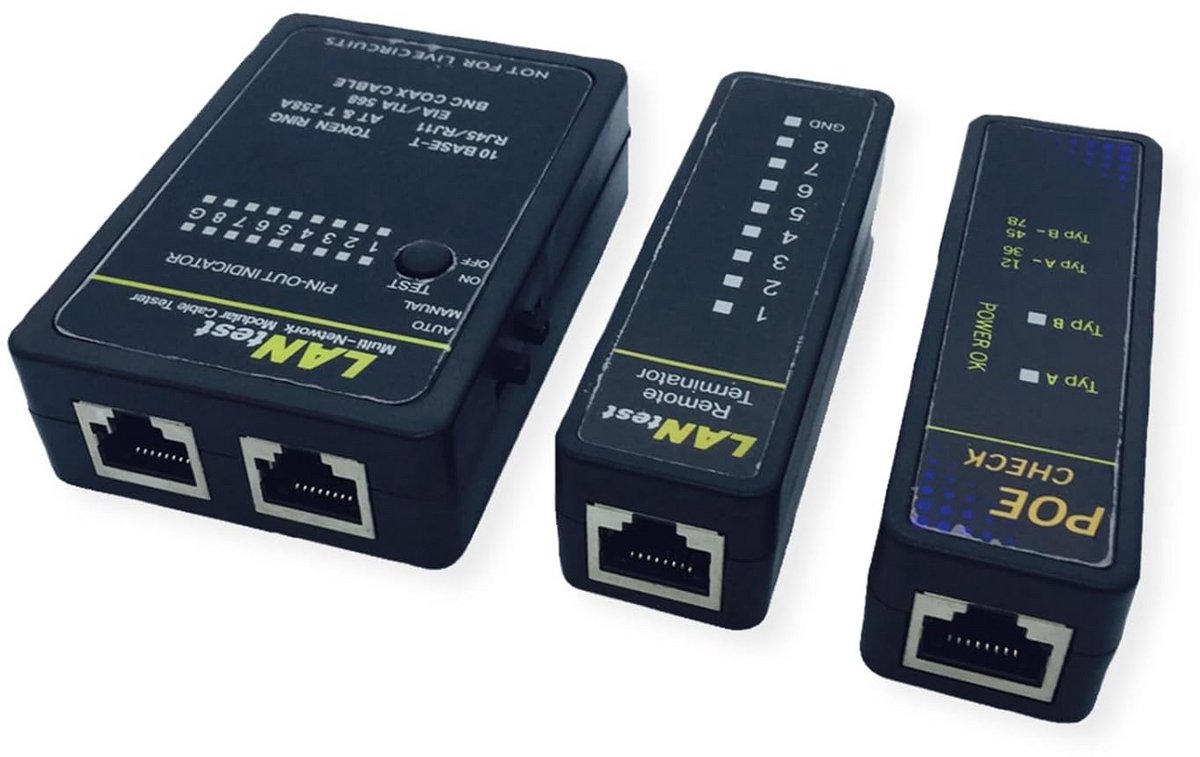 Netwerkkabel en PoE Tester voor RJ45 en Coaxkabels