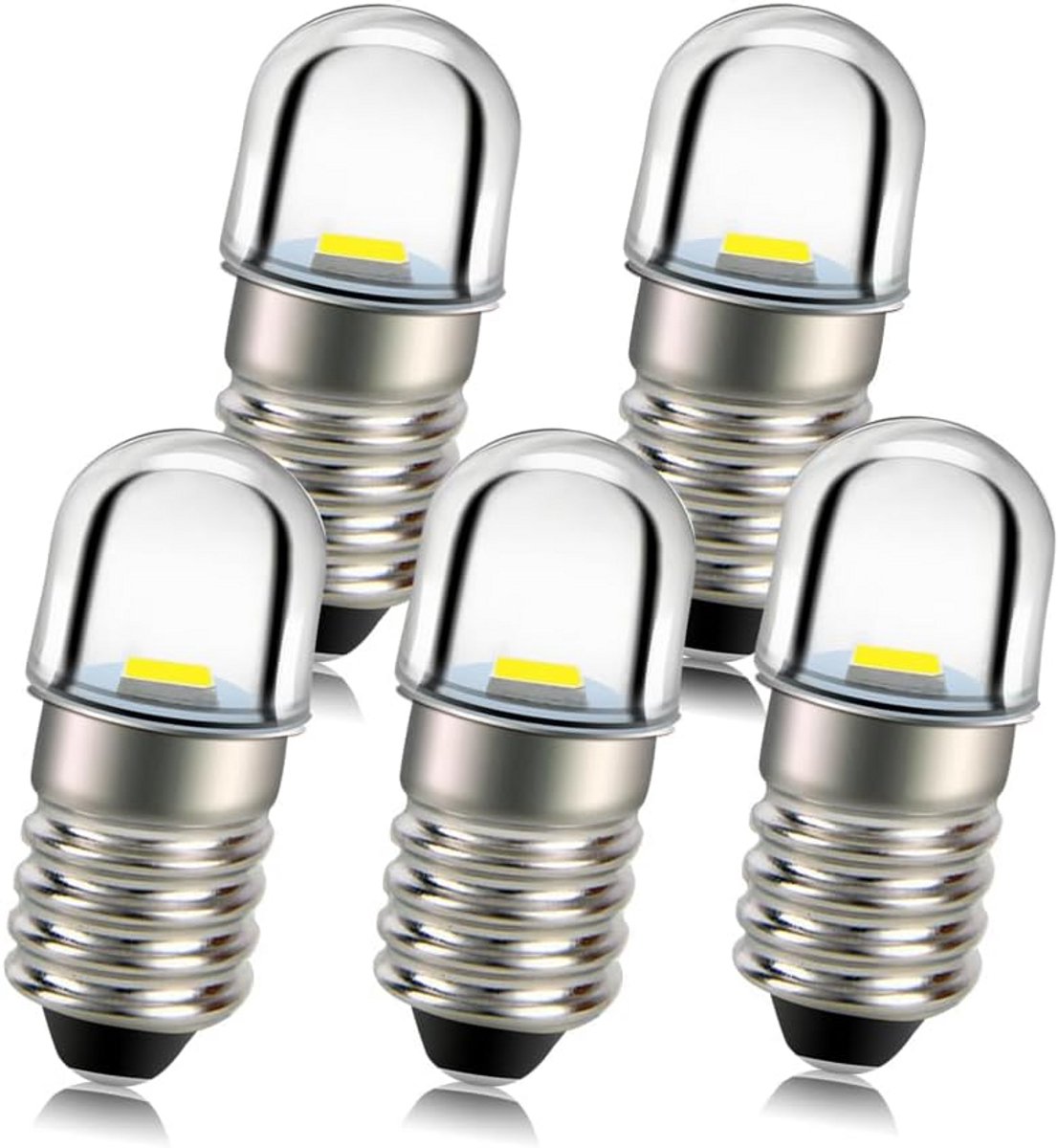 5x E10 LED Lamp Verwisseling 4.5V Wit Licht voor Zaklamp en Hoofdlamp - Negatieve Aarde