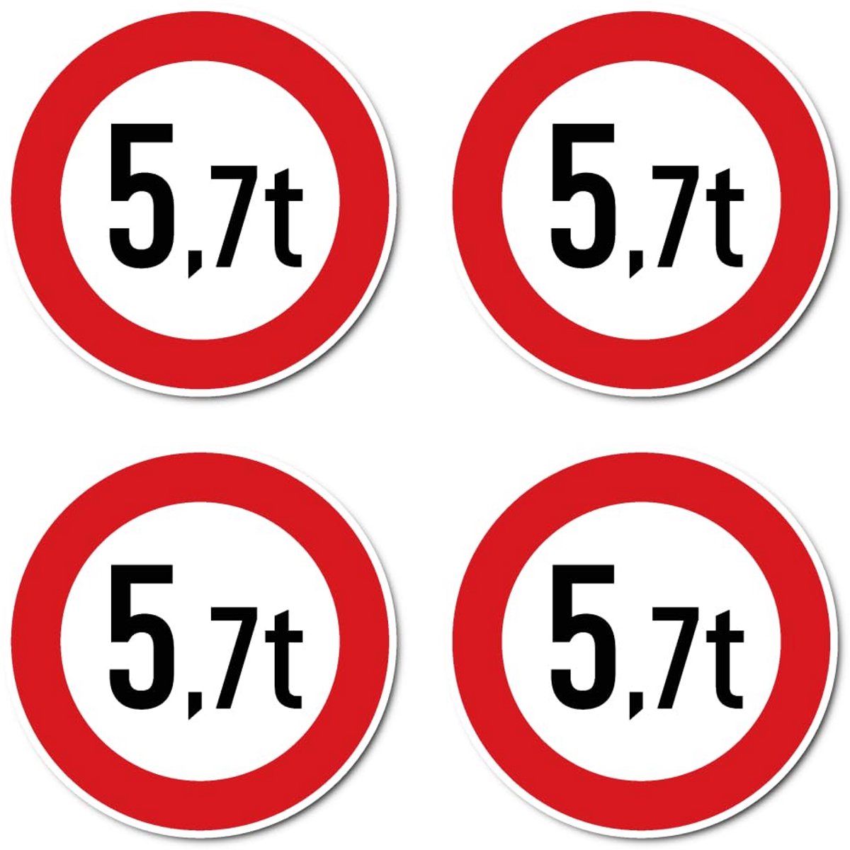 Verkeersbord Sticker Maximaal Toegestaan Gewicht 5,7 Ton (Z-262) - Diameter 300 mm