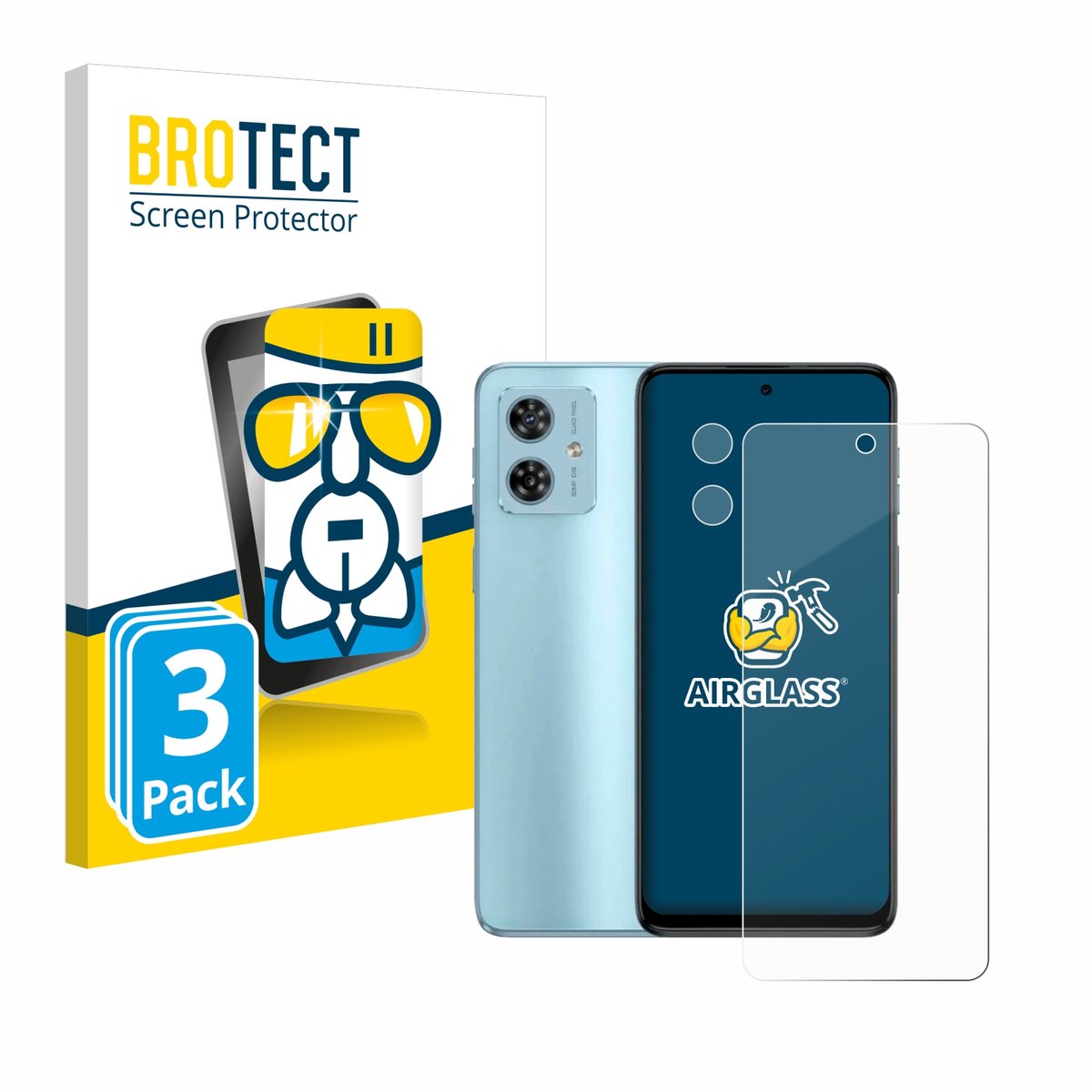 Screenprotector 3 Stuks voor Motorola Moto G54 (Voor+Camera) Beschermglas transparant