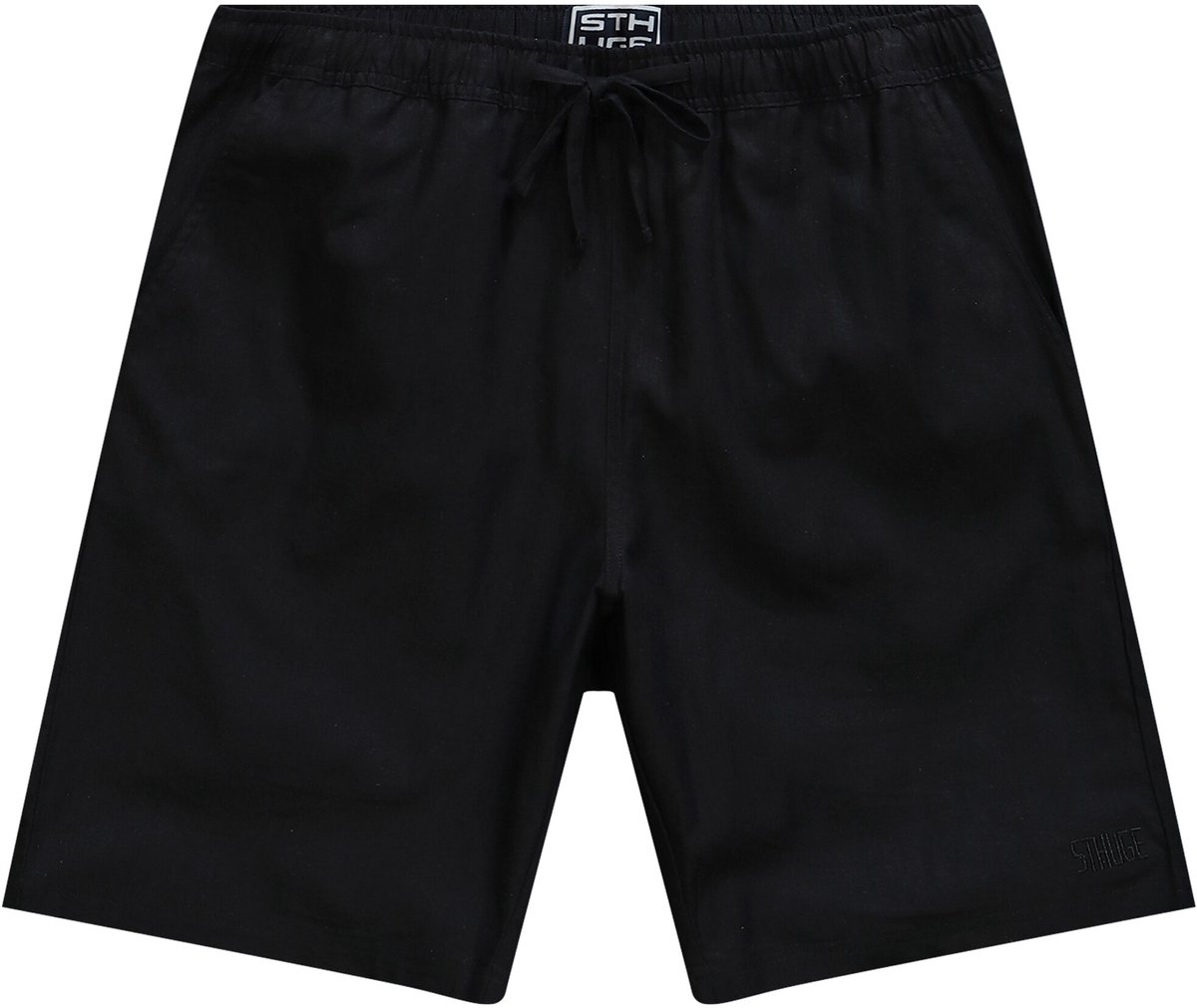 STHUGE - Heren - Linnenmix-bermuda elastische tailleband - Zwart - Maat L