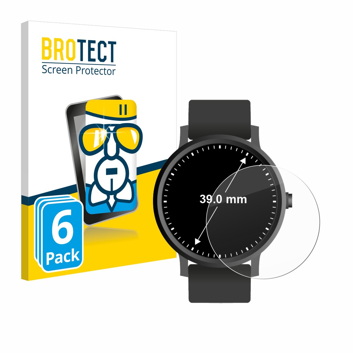 Screenprotector 6 Stuks voor Horloges (Rond, ø: 39 mm) Beschermglas transparant