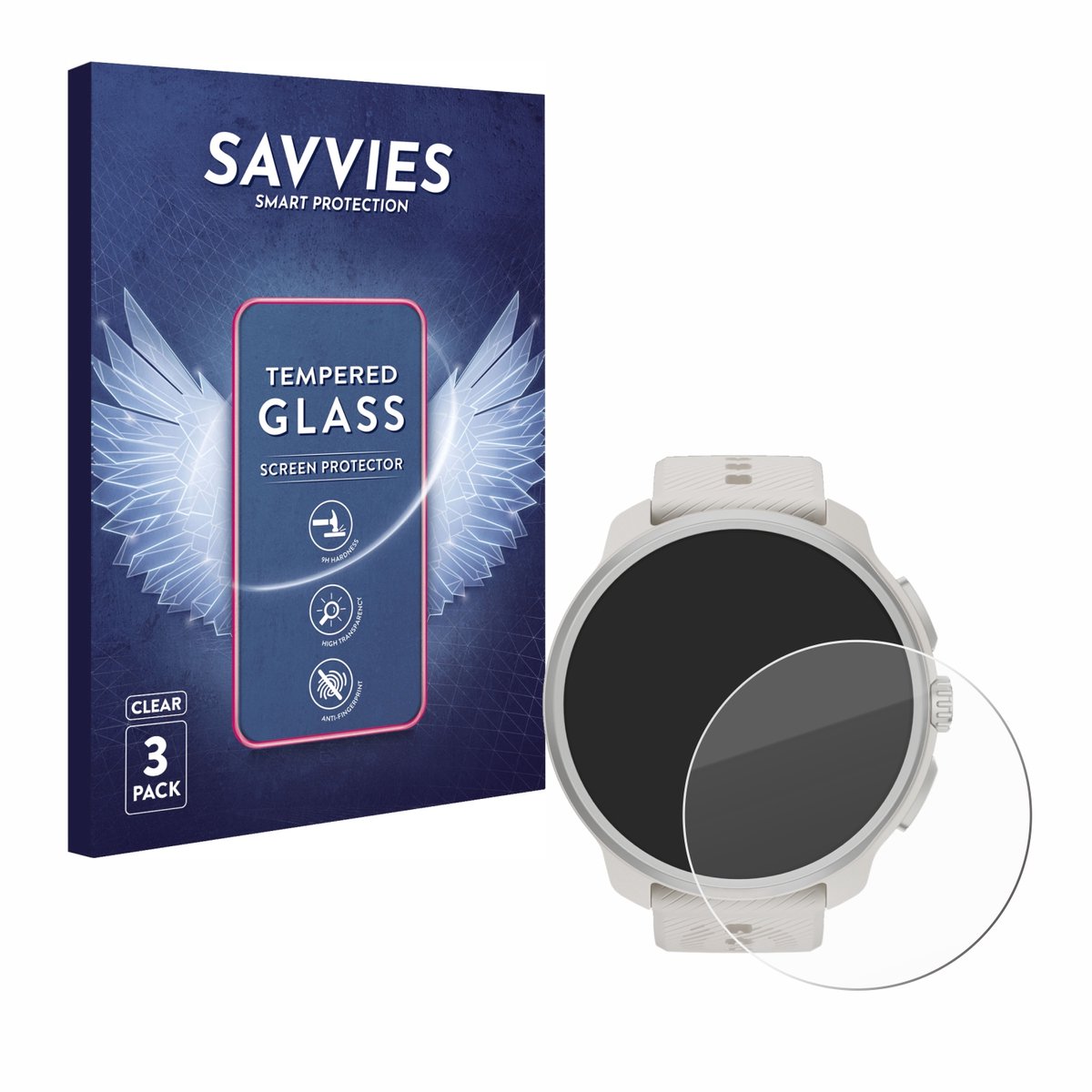 Savvies - Glas Screenprotector voor Suunto Race 2 - Gehard Beschermglas 9H 3 Stuks