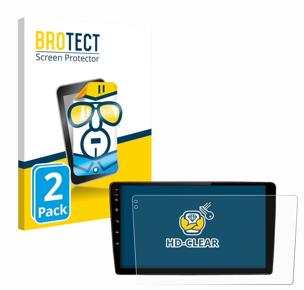 BROTECT - Screenprotector voor Junsun V2 Plus 10" - Folie Beschermfolie transparant 2 Stuks