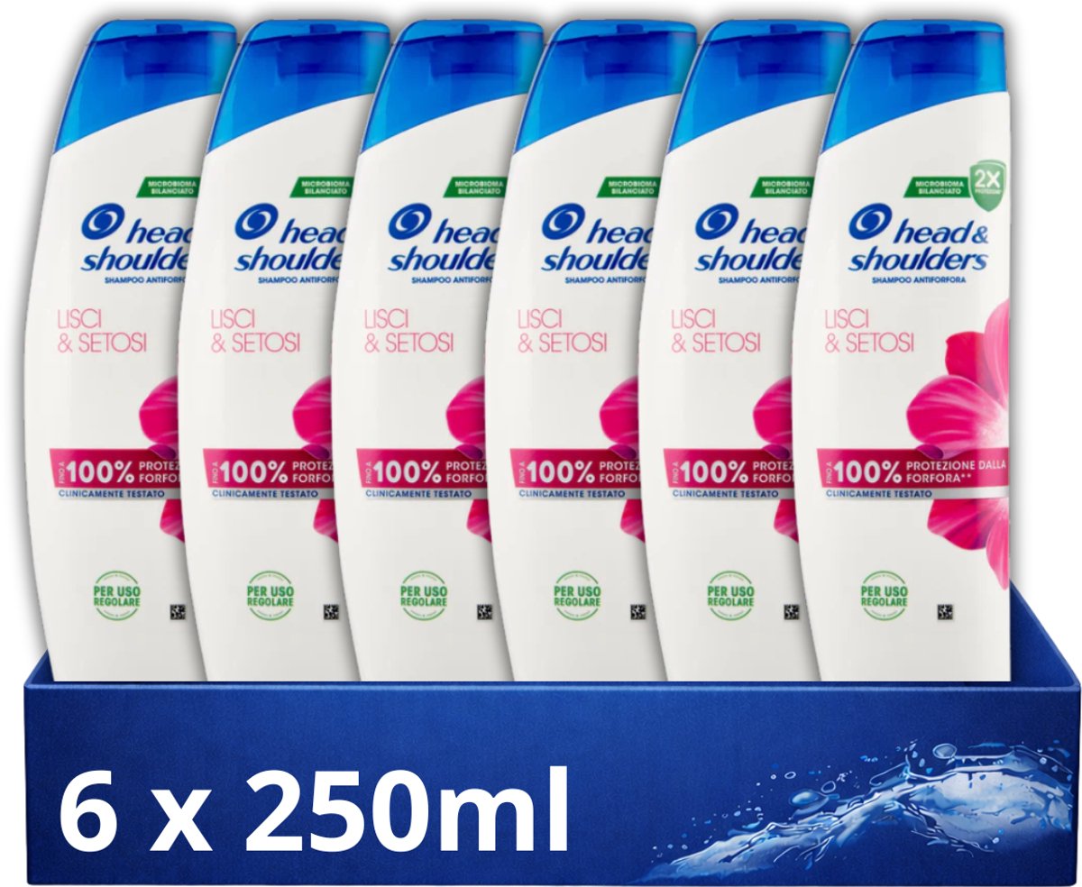 Head and Shoulders Anti-Roos Shampoo Smooth & Silky – 6x250ml – Voordeelverpakking – Tegen Roos & Droog Haar