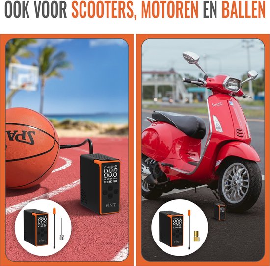 FÍNT® V3 MINI Elektrische Fietspomp - Luchtcompressor - voor Fiets, Scooter, Motor en Ballen - Elektrische Bandenpomp - Oplaadbaar & Draagbaar - Bandenpomp - Compressor - Voor in Noodpakket - PRO van FÍNT® — afbeelding 4