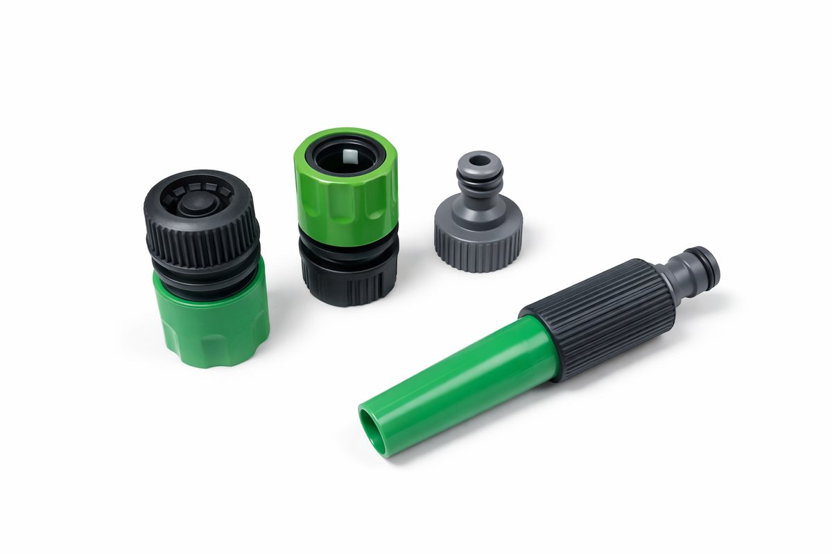 Tuinsproeier Startset : verstelbare tuinspuit incl. koppelingen - 4 delig - tuinspuit - kraanaansluiting 3/4" - 2x snelkoppeling - bewateringsset