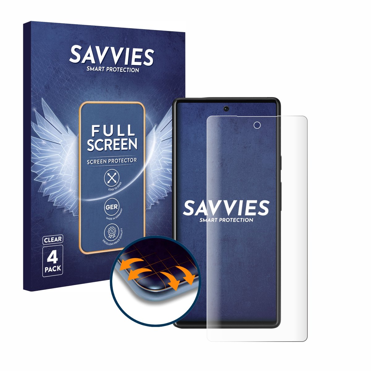 Savvies - Screenprotector voor Google Pixel 6 - Folie Beschermfolie transparant volledig dekking 4 Stuks
