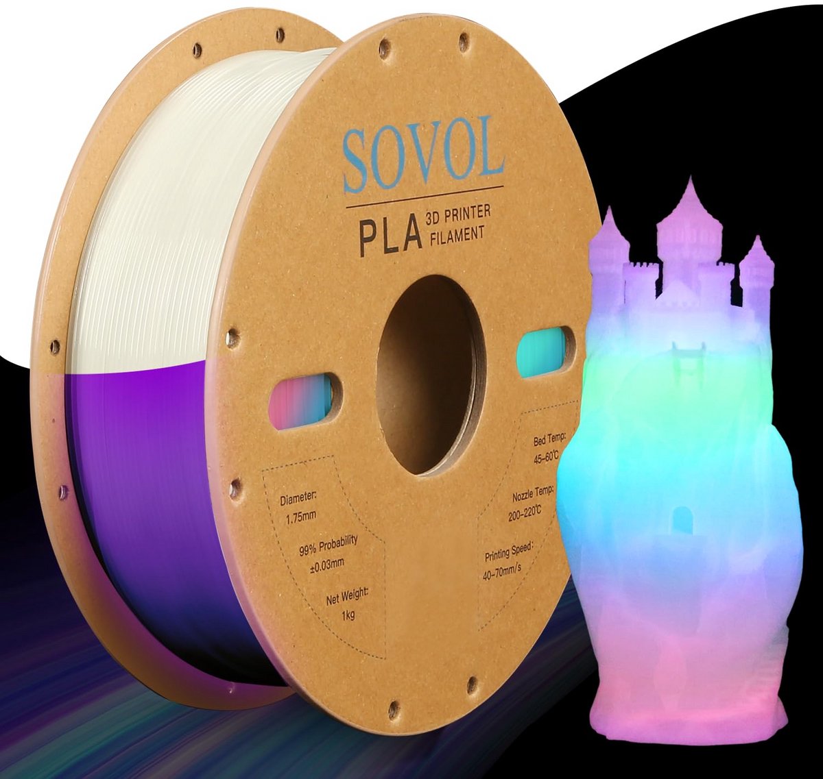 Lichtgevend PLA Filament 1.75mm - Glow in the Dark 3D Printer Materiaal - 1kg Spoel