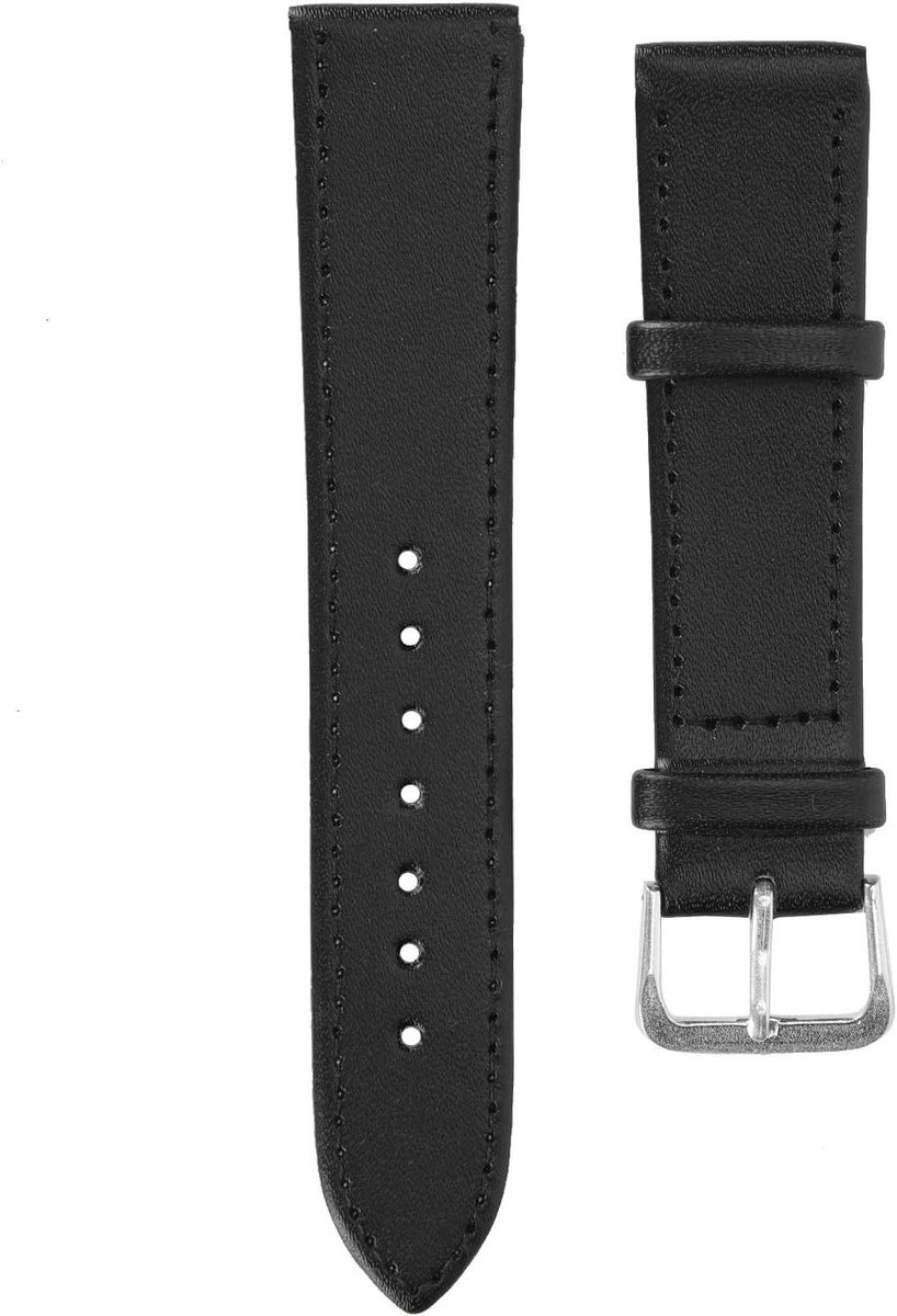 Zwarte horlogeband van PU-leer - Universeel - Vervanging - Accessoire - 12 mm tot 22 mm - Voor mannen en vrouwen