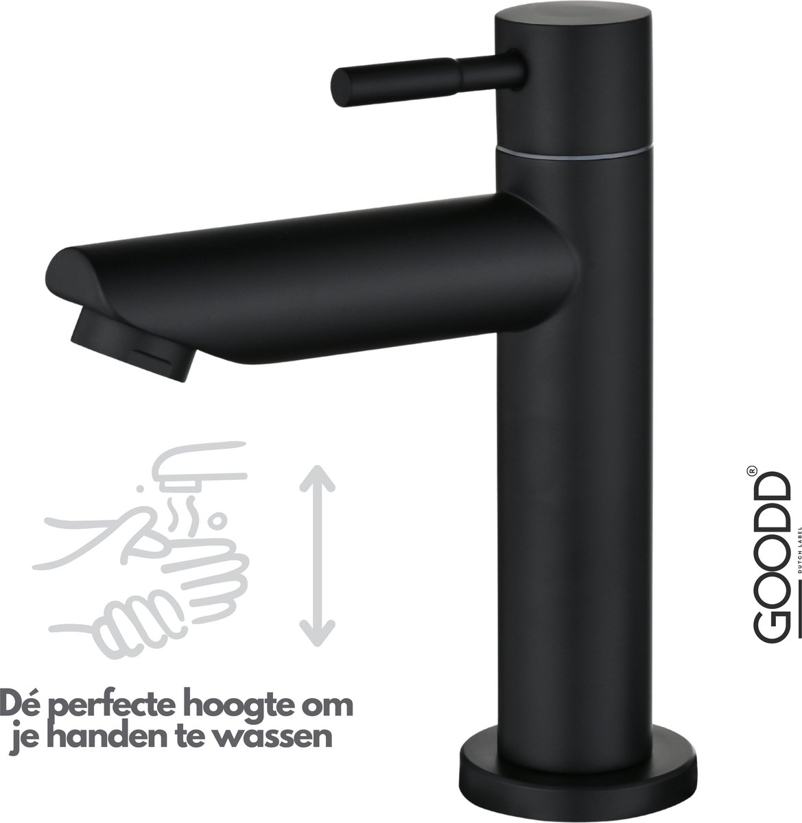 GOODD® - Fonteinkraan - Toiletkraan - Wc kraan - Zwart - Koud water