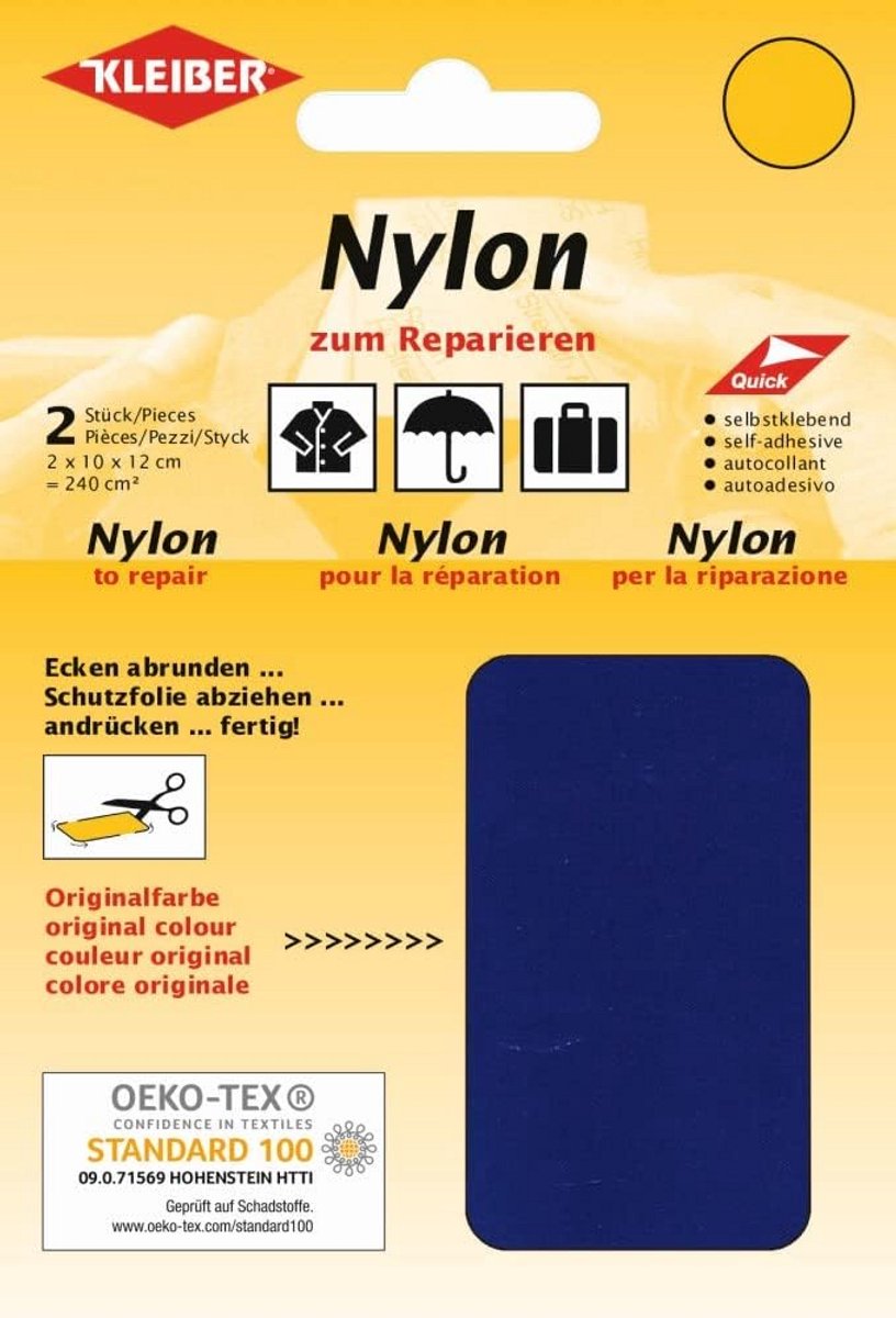 Set van 2 XL Nylon Reparatie Pleisters Donkerblauw - Zelfklevend voor Kleding en Tenten