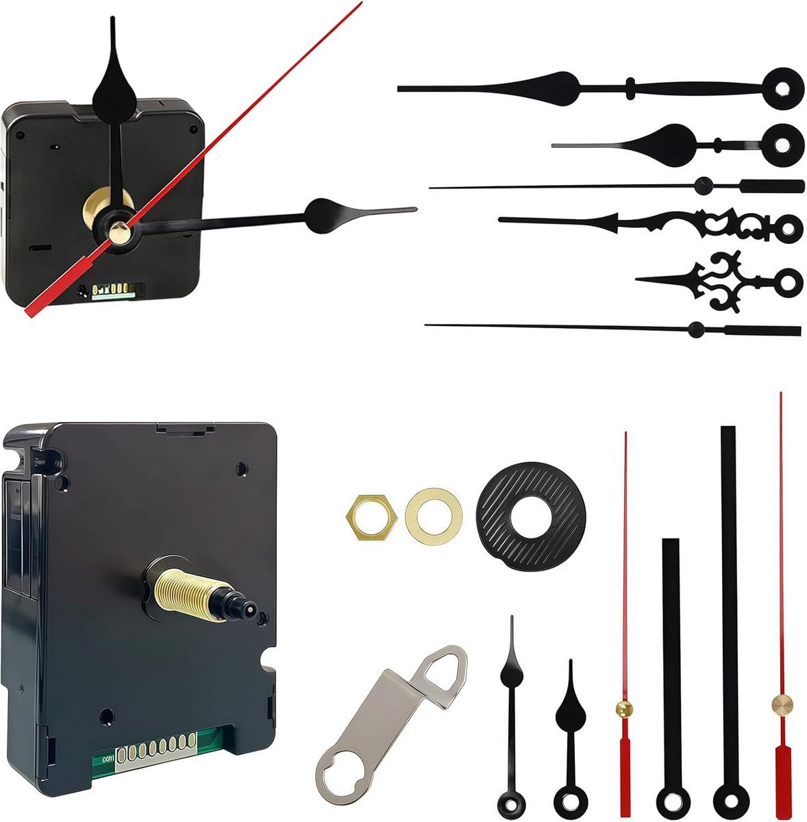 Stille Klokmontage Set met 4 Sets Wijzers - DIY Wandklok Reparatie Set