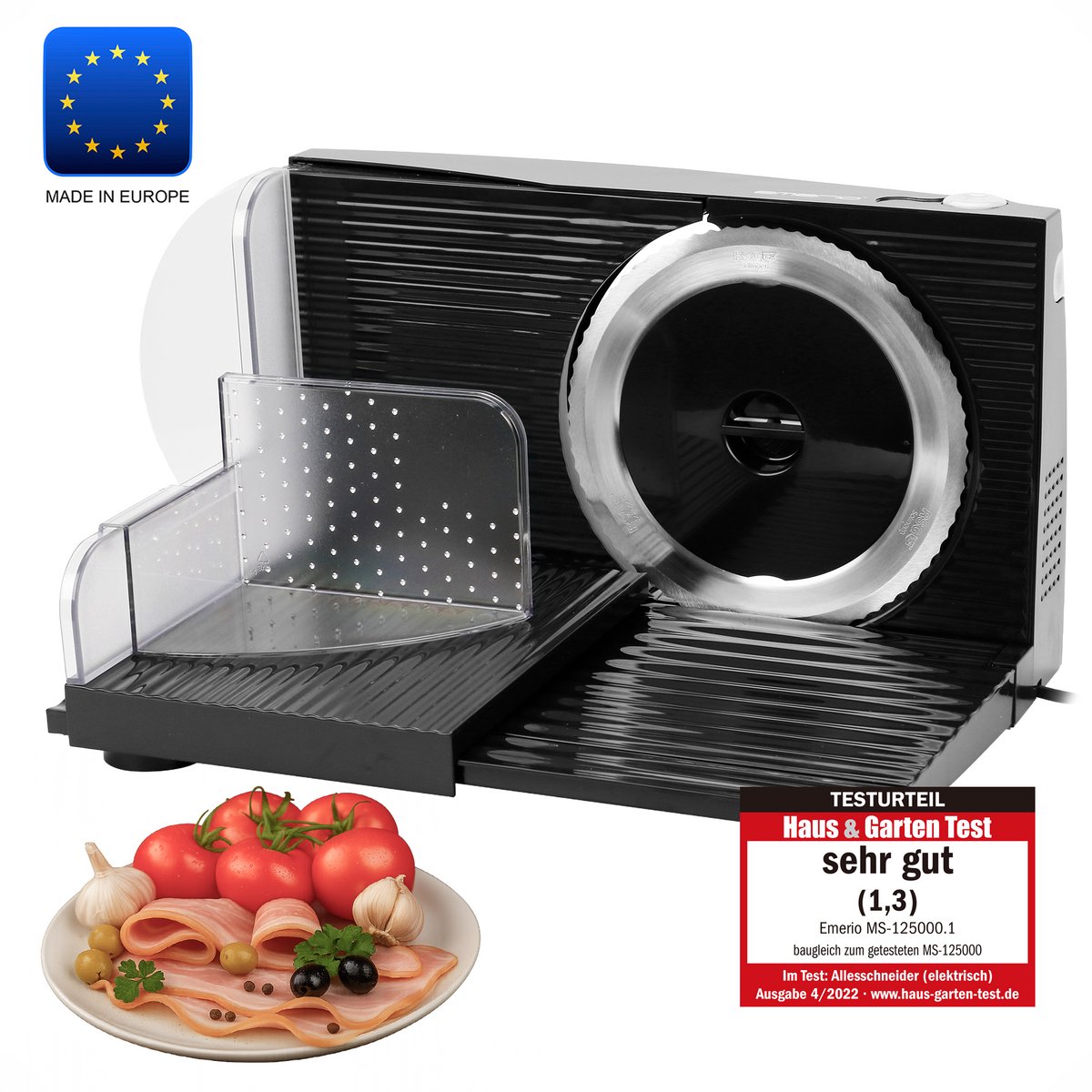 Bol.com Emerio Multifunctionele Snijmachine - 100W, Dikte Verstelbaar 0-17mm - RVS Mes - Elektrische Snijmachine voor Brood, Kaa... aanbieding