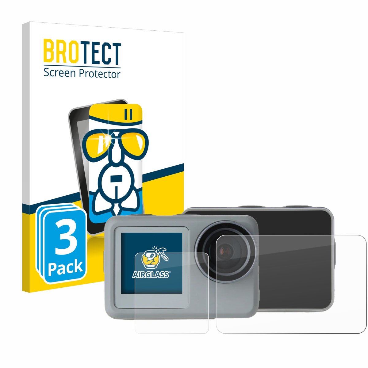 Screenprotector 3 Stuks voor Rollei Actioncam 9s Plus Beschermglas transparant