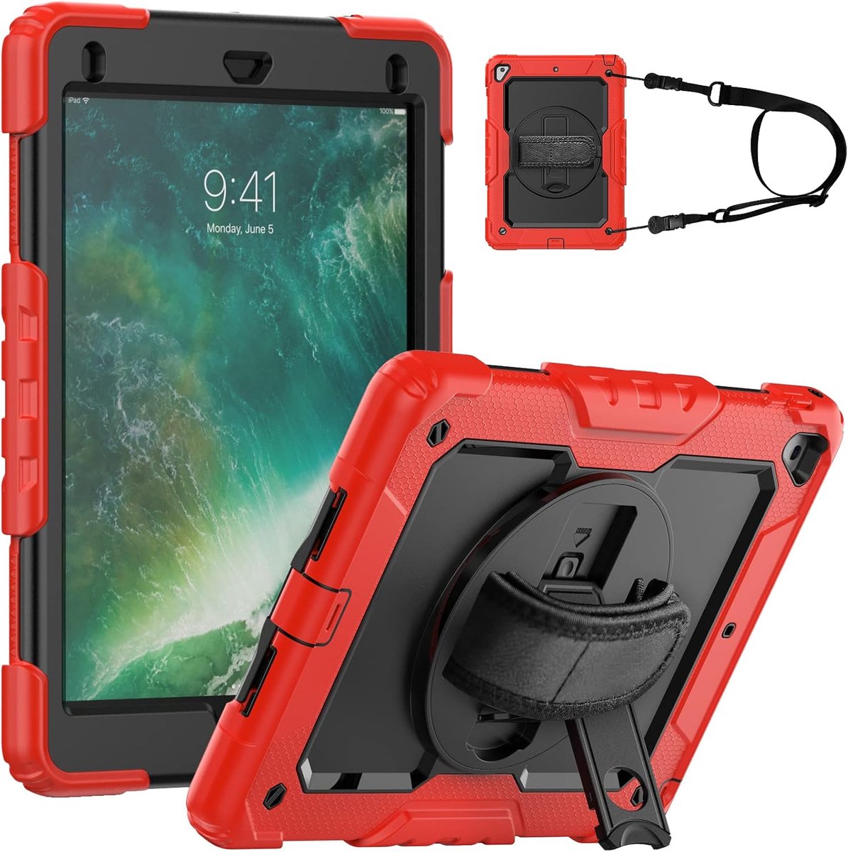 Tablethoes iPad 6a / 5e generatie 9.7 inch met penhouder iPad 6a / 5a / Air 2/Pro 9.7 rood