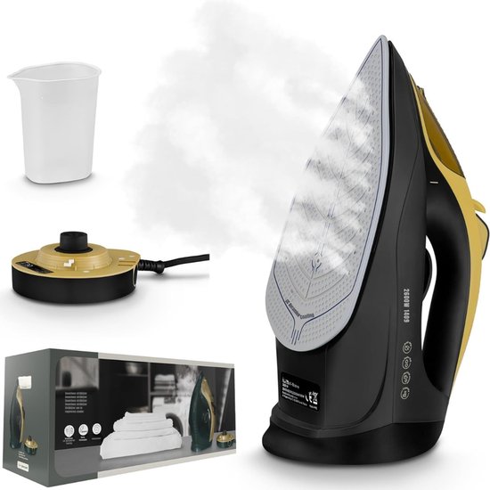 Zyrex® Strijkijzer Draadloos - Strijkijzer - Stomer Kleding - Zwart - 32cm x 12cm x 1cm
