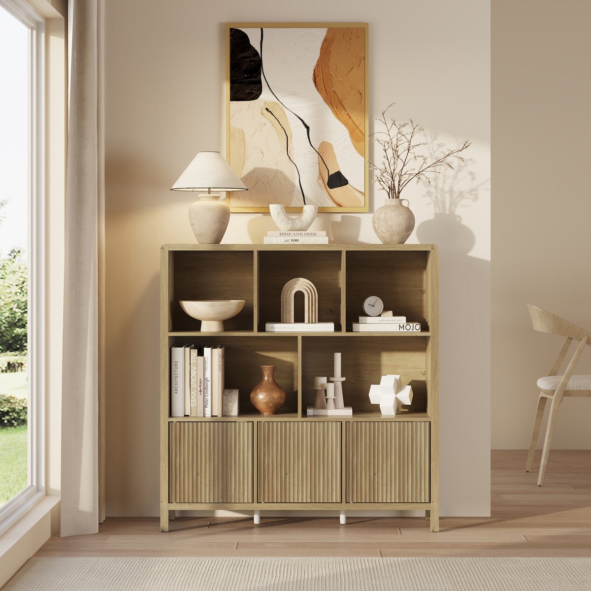 Dressoir Lukkodso eikenkleurig middellicht 103x80x28 cm [en.casa]