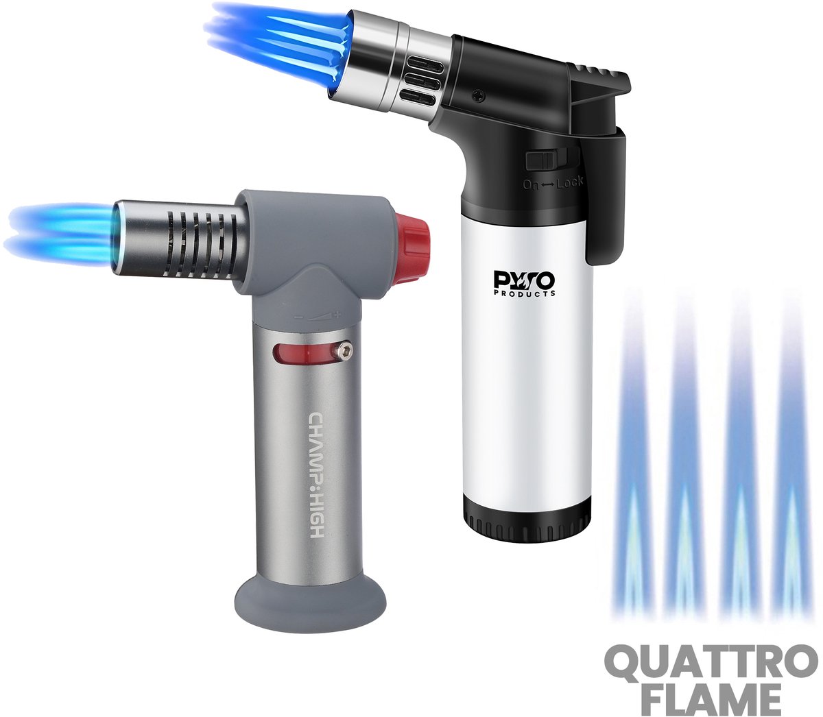 Quattro Pro Aansteker Pakket Zilver - Hervulbare aanstekers - Gasbranders - Vuurwerk aanstekers - Gasaanstekers - Windproof