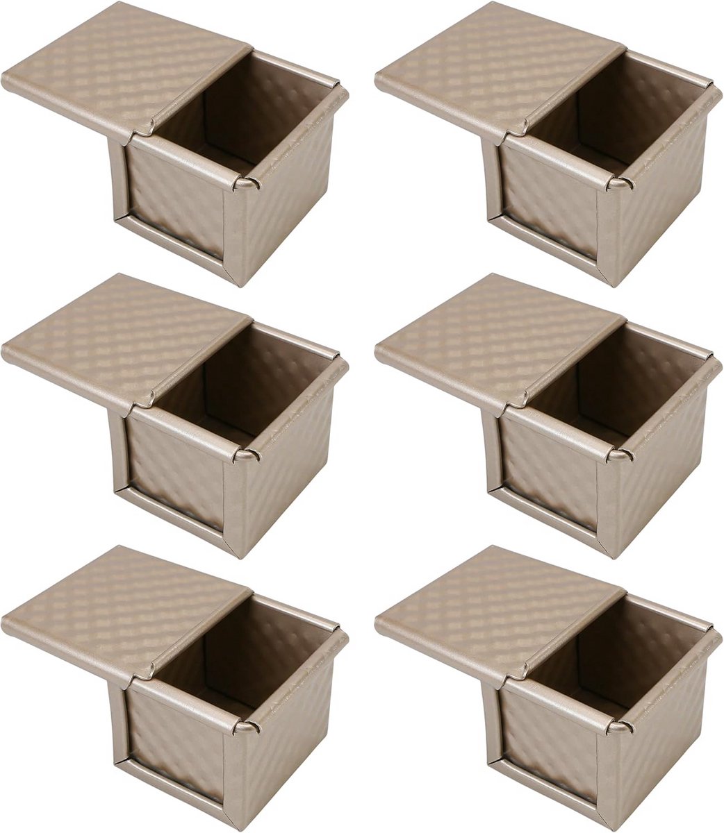 6-Delige Mini Broodvorm met Deksel Non-Stick Toast Vormpjes