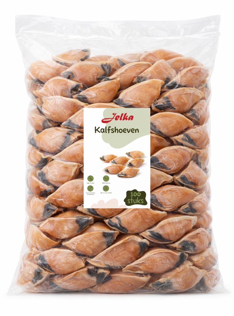 Jelka honden snack - Kalfshoeven - 100 stuks - groot