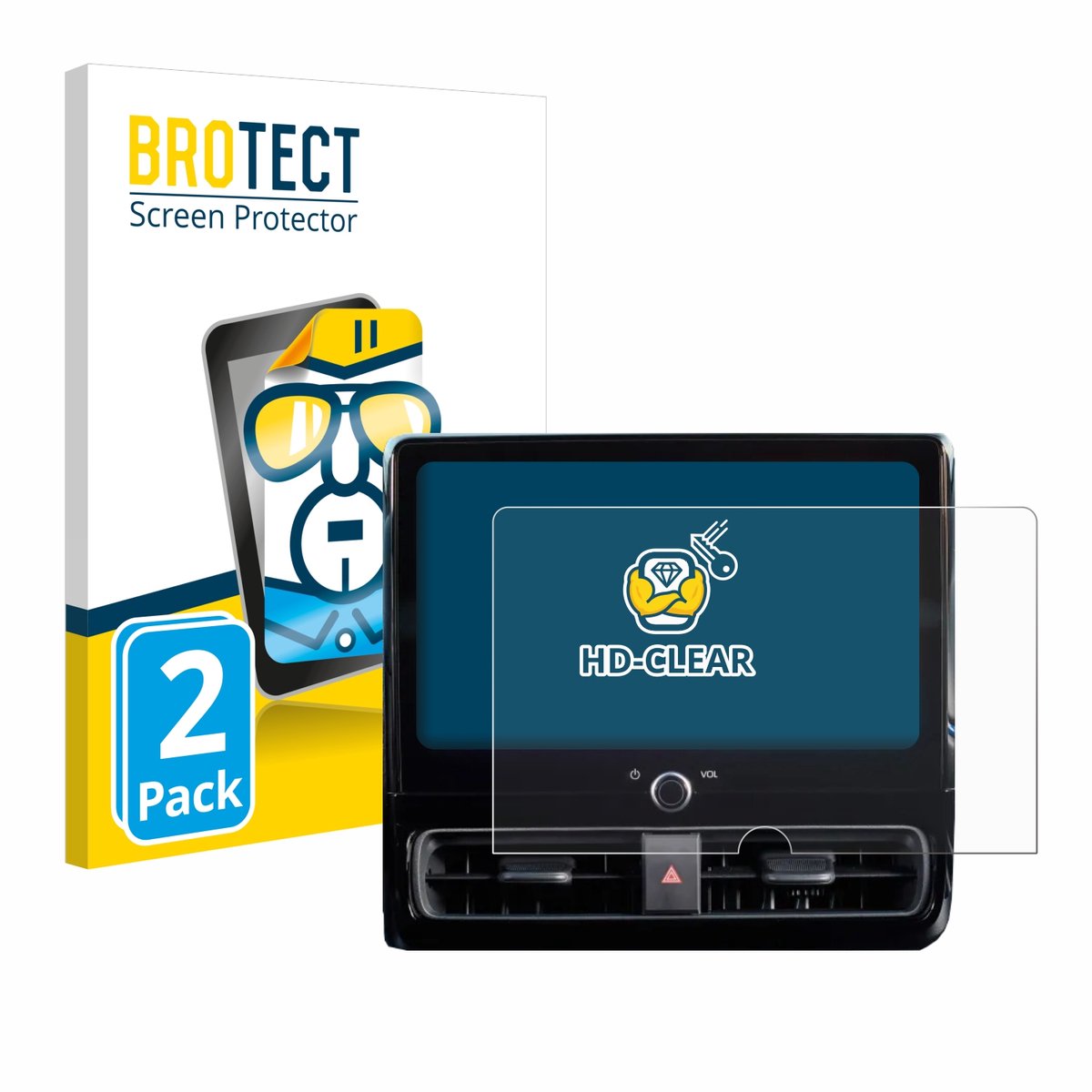 BROTECT - Screenprotector voor Toyota Yaris 2024 - Folie Beschermfolie transparant 2 Stuks