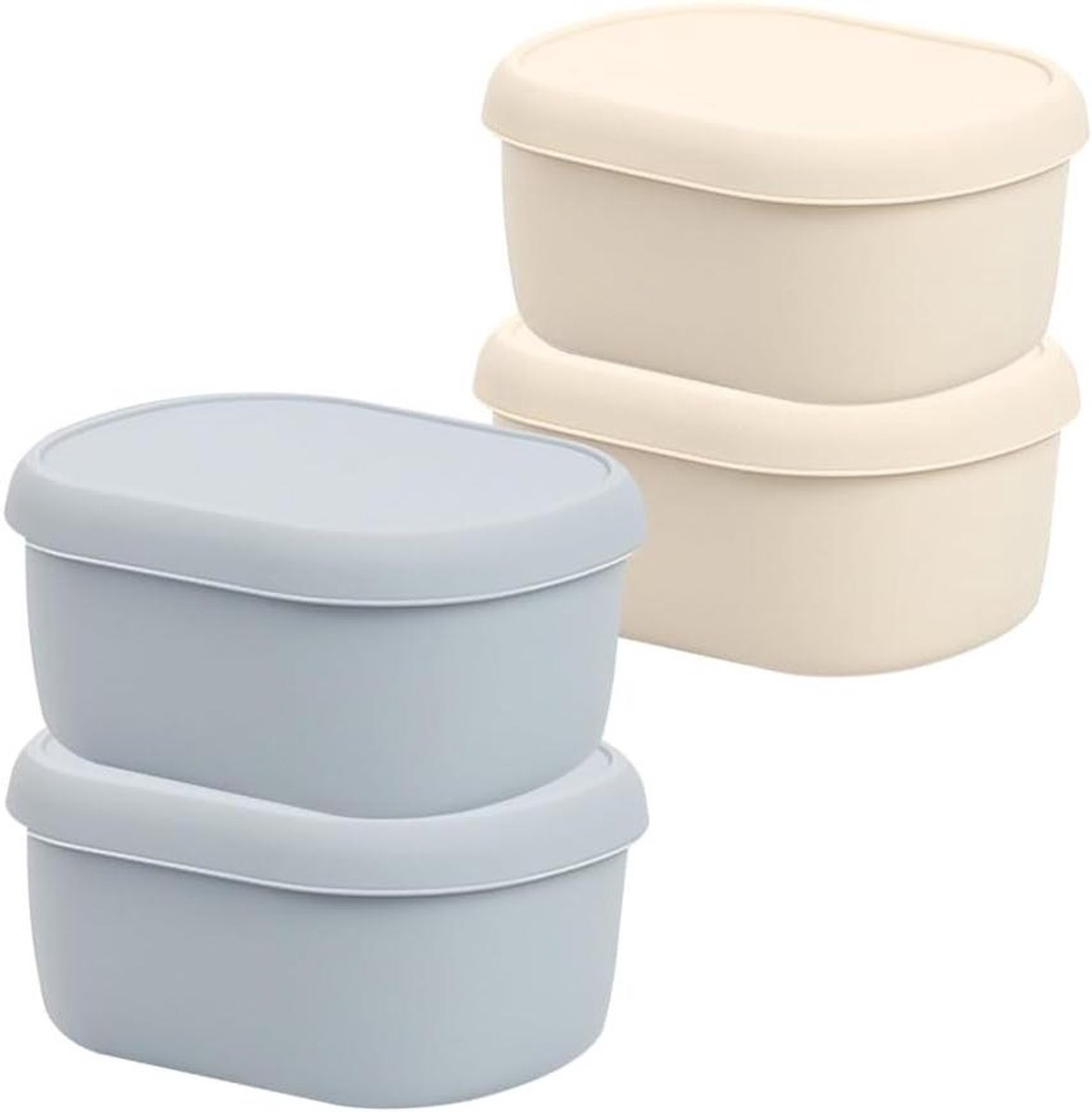 Siliconen snackcontainers - herbruikbare snackdozen - lekvrij - stapelbaar - deksels - magnetron - vriezer - feesten - bruiloften - evenementen - reizen - geschikt voor - 4 stuks - 200 ml.
