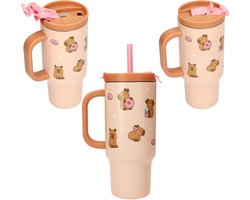 Deze capybara beker van Bruna. Depesche - PENfection to go beker met rietje - CAPYBARA