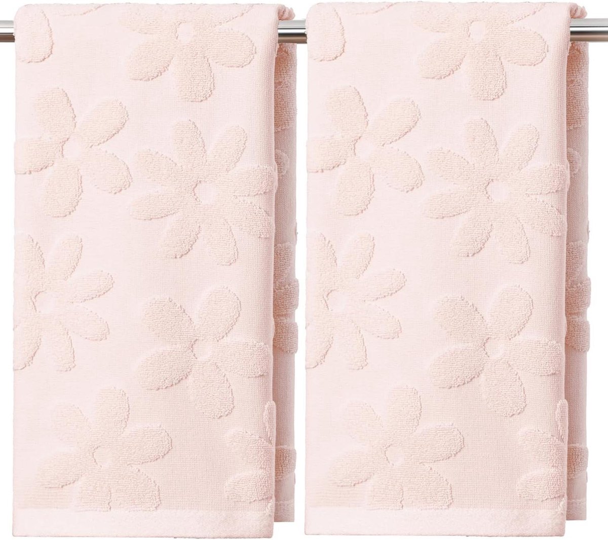 Allecto- 3D-bloemen - Jacquard - 100% katoen - Lentehanddoeken - Roze - Zacht absorberend 