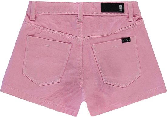 Roze denim shorts, achterkant met twee zakken en Cars Jeans logo.
