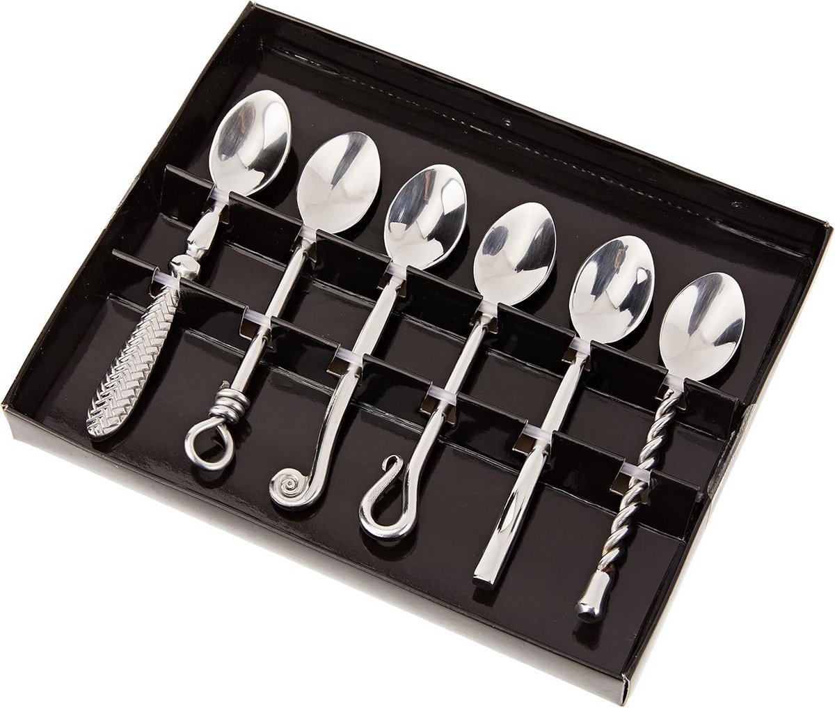 Set van 6 Gemengde Koffielepels Roestvrij Staal