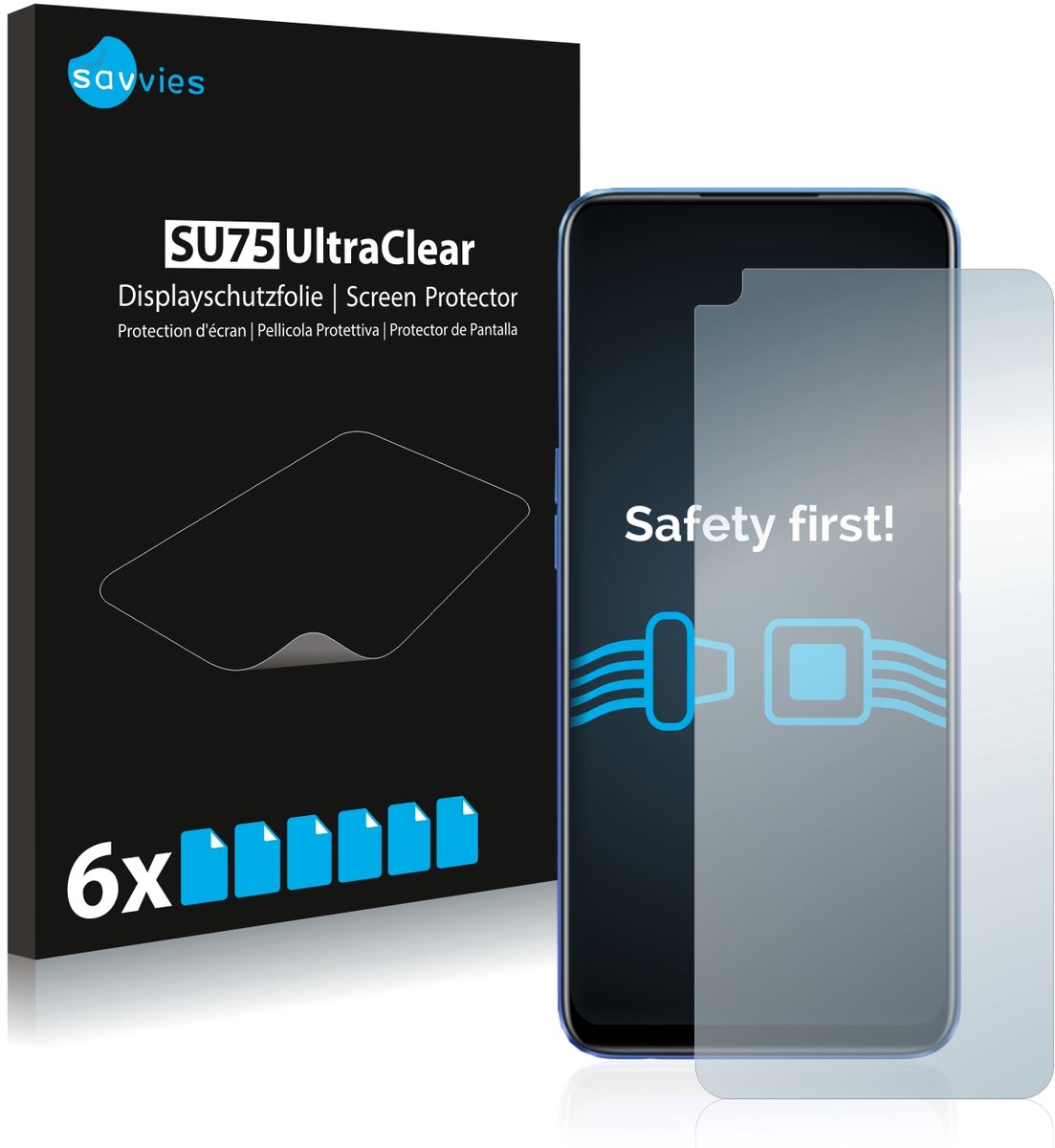 Savvies - Screenprotector voor realme 6 - Folie Beschermfolie transparant 6 Stuks