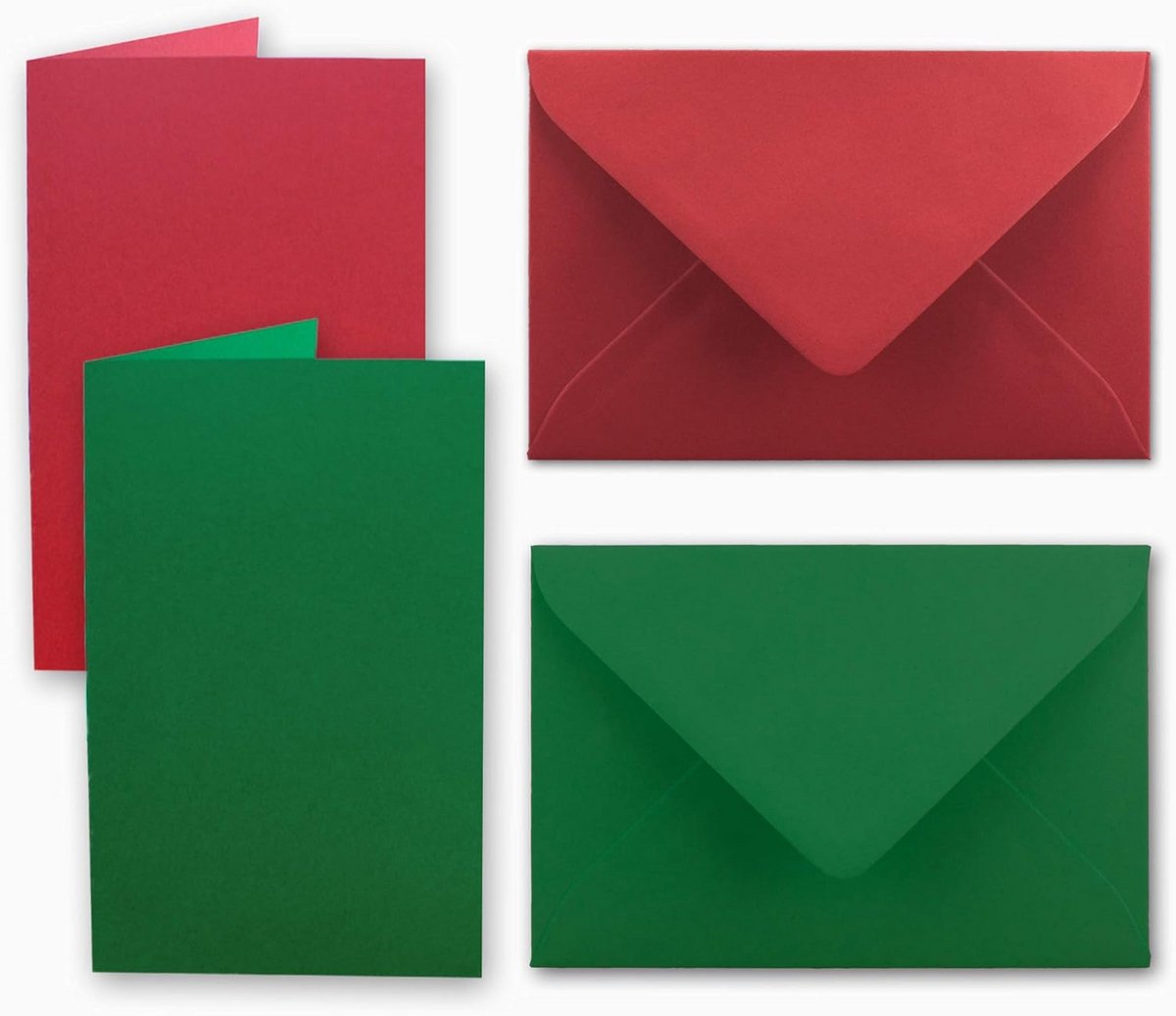 80 Kaarten en Enveloppen Set DIN A6 C6 Rood Groen Vouwbaar Papier 240 g/m²