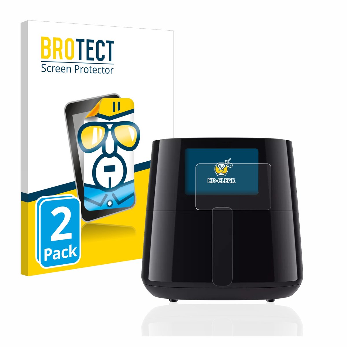 BROTECT - Screenprotector voor Philips Essential Airfryer XL HD927X - Folie Beschermfolie transparant 2 Stuks