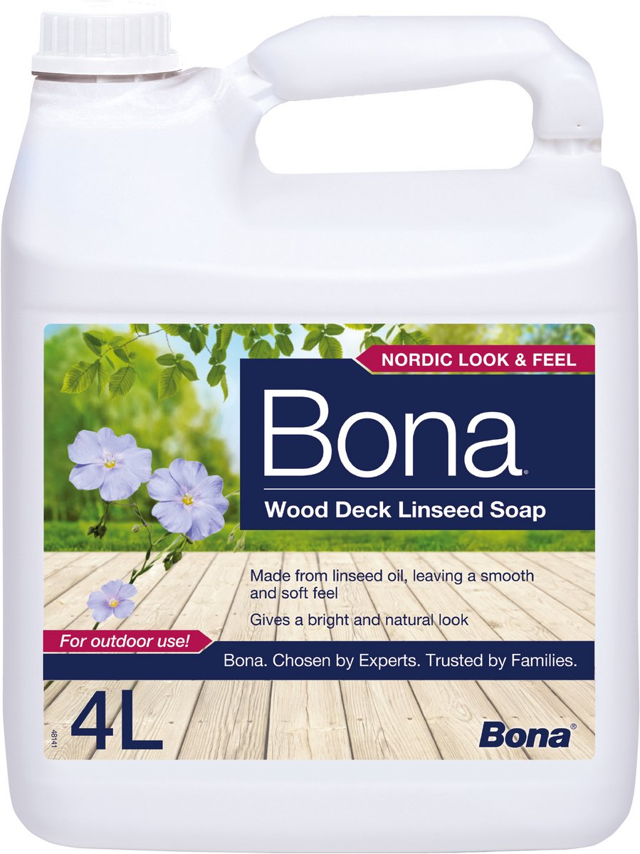 Bona Wood Deck Linseed Soap - Lijnoliezeep Vloeistof 4L - Terras Onderhoud - Natuurzeep