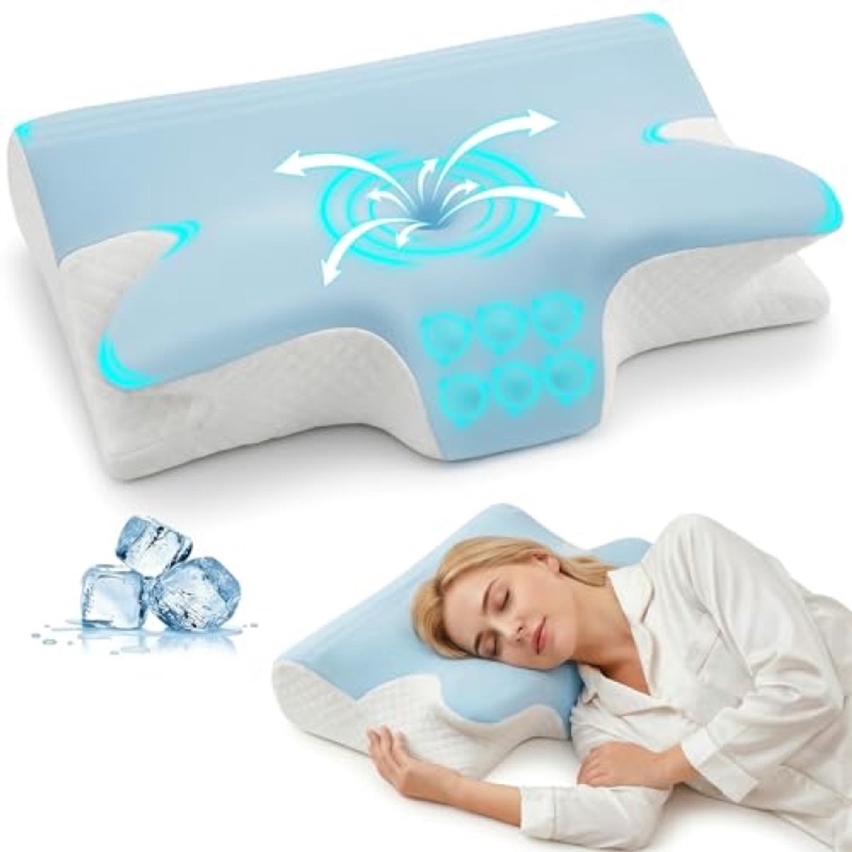 Orthopedisch Neksteun Kussen - Memory Foam met Afneembare Hoes - 2 Hoogtes voor Optimale Ondersteuning