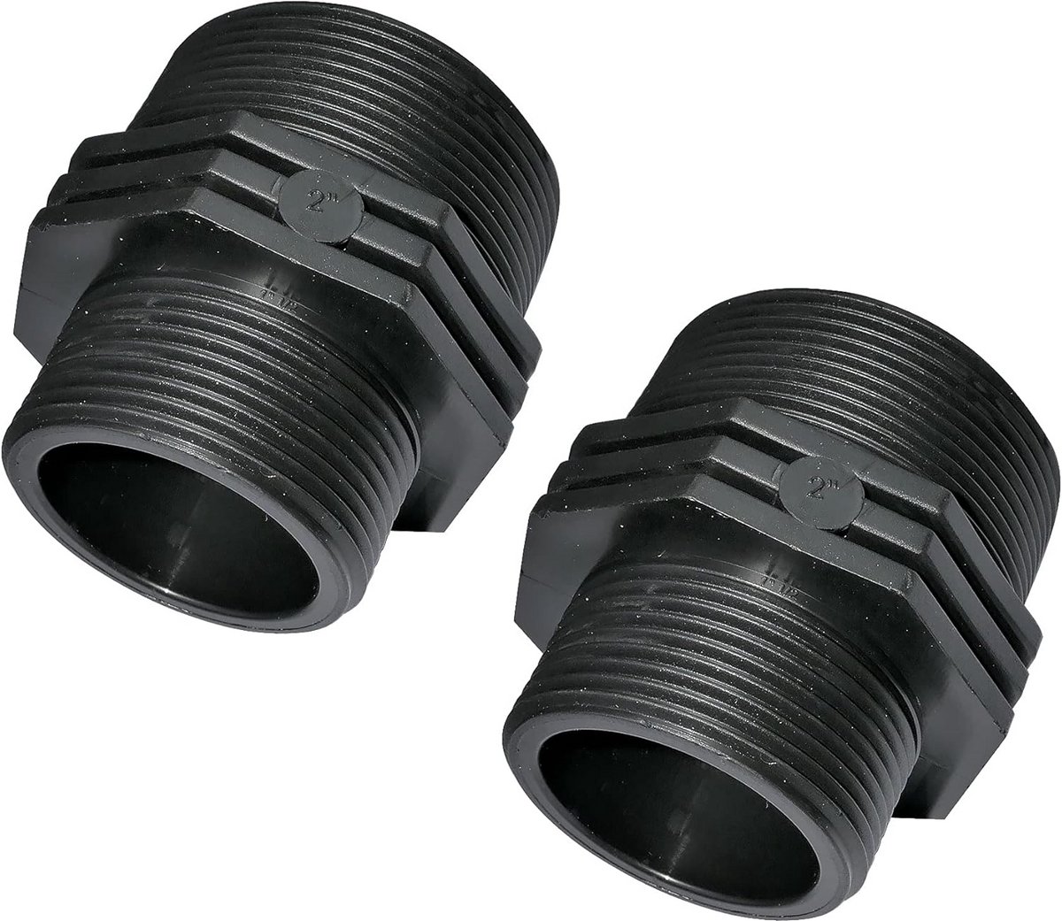 Set van 2 Verloopnippels Met Schroefdraad - Kunststof - 1 1/2 Inch naar 2 Inch