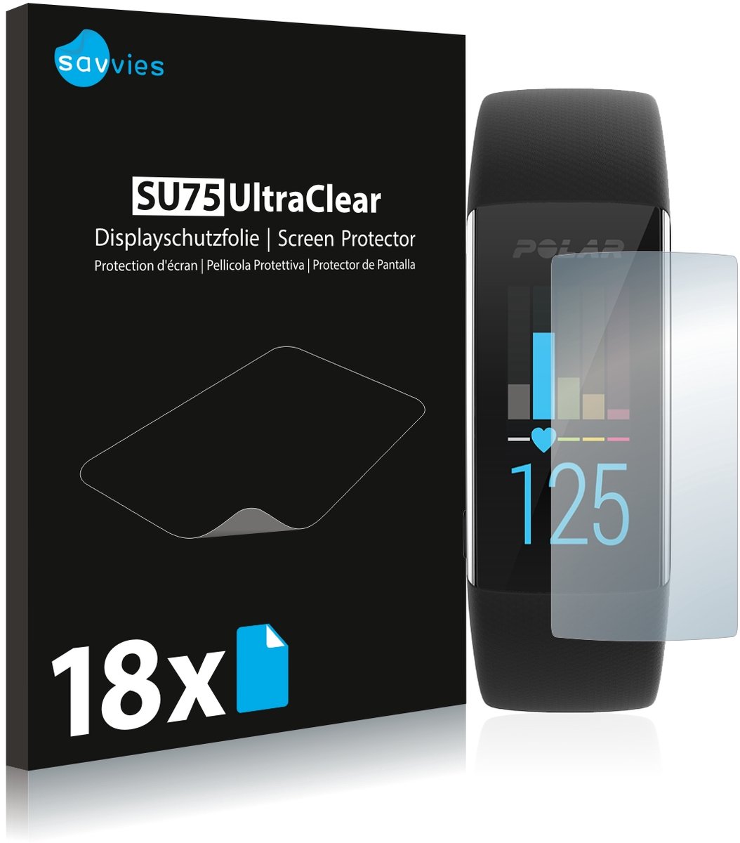 Savvies - Screenprotector voor Polar A370 - Folie Beschermfolie transparant 18 Stuks