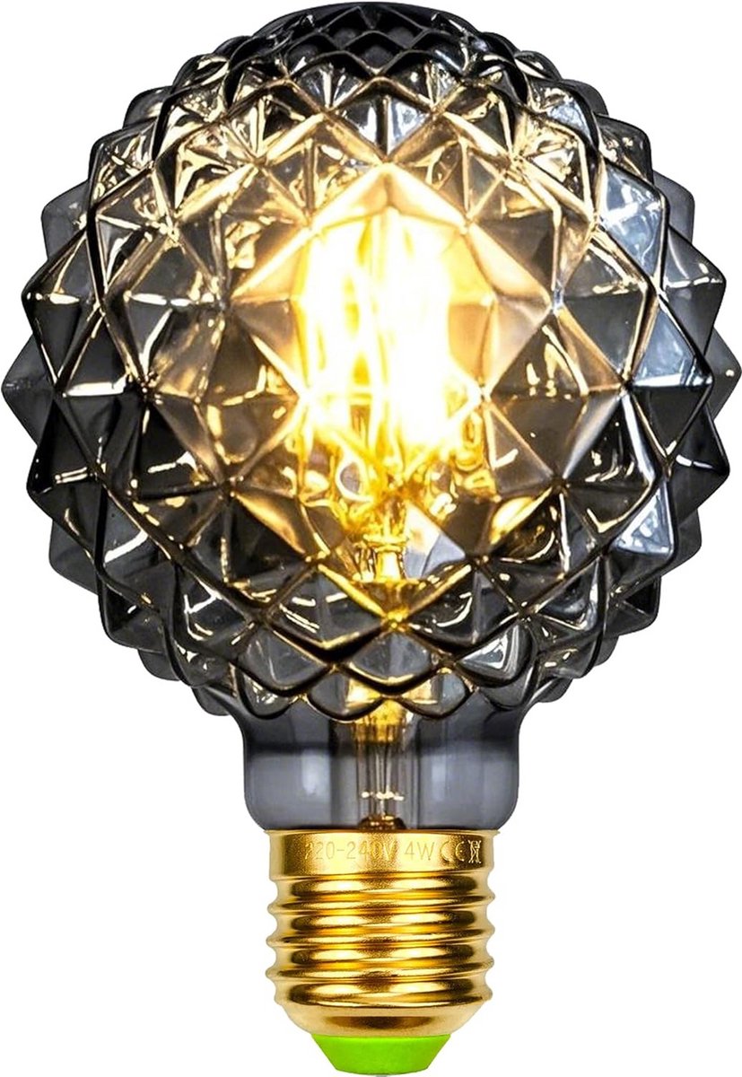 Vintage LED Filamentlamp 4W G95 E27 Rookglas 2700K Warm Wit 474 Lumen