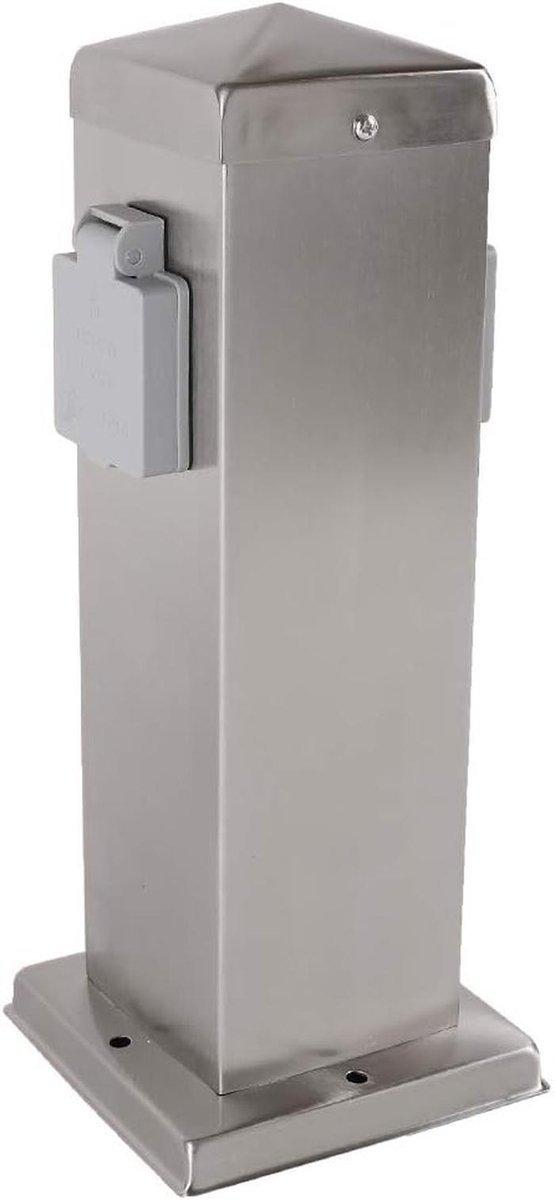 Stekkerzuil 2-voudig roestvrijstaal IP44 30 cm 3500W buiten